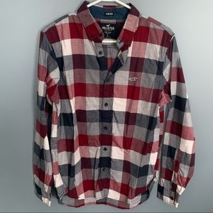 Hollister Navy/Burgundy Plaid Shirt